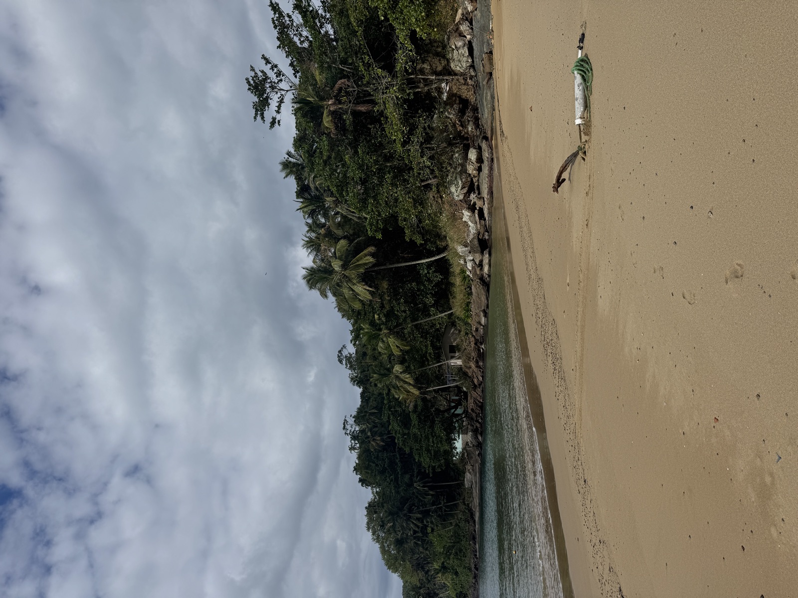 Menschenleerer Strand mit Palmen